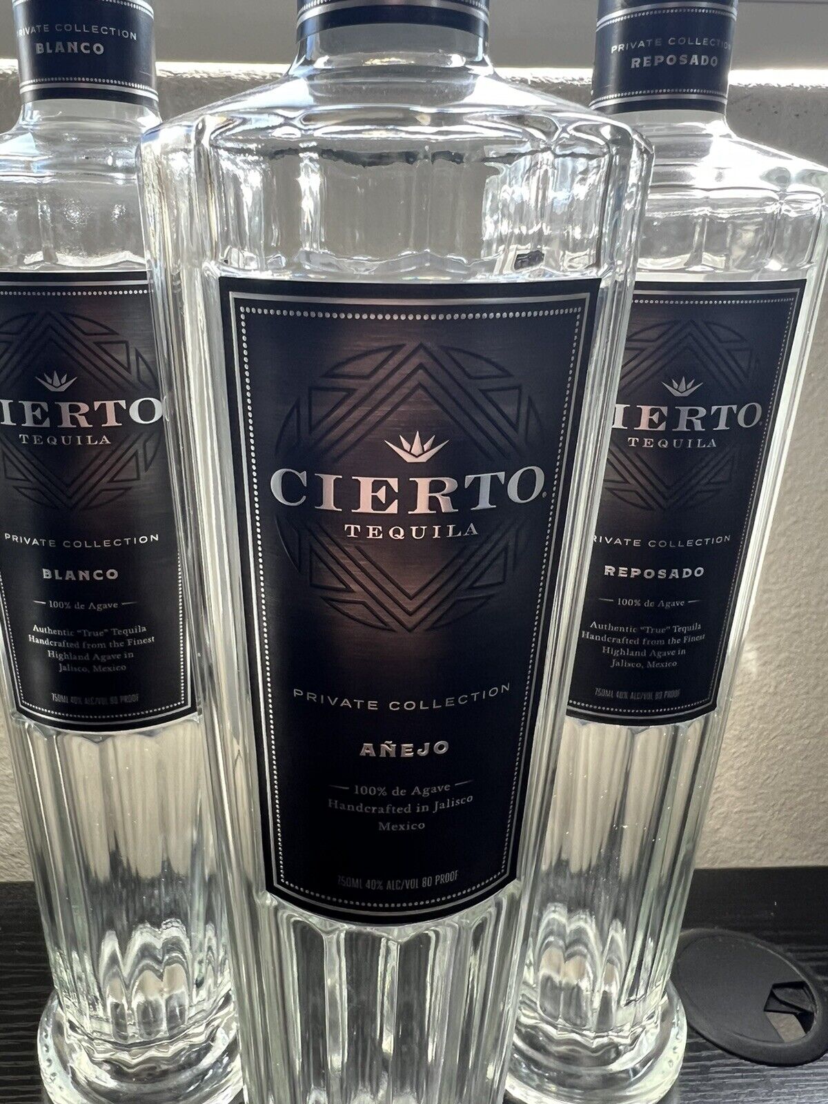 (3 Empty BTL’s) Cierto Tequila 750ml Añejo, Blanco, & Reposado  USA