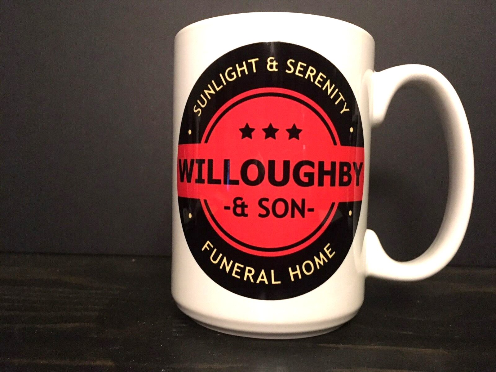 Twilight Zone 15 oz Ceramic Mug Prop A Stop At Willoughby Funeral Home 
