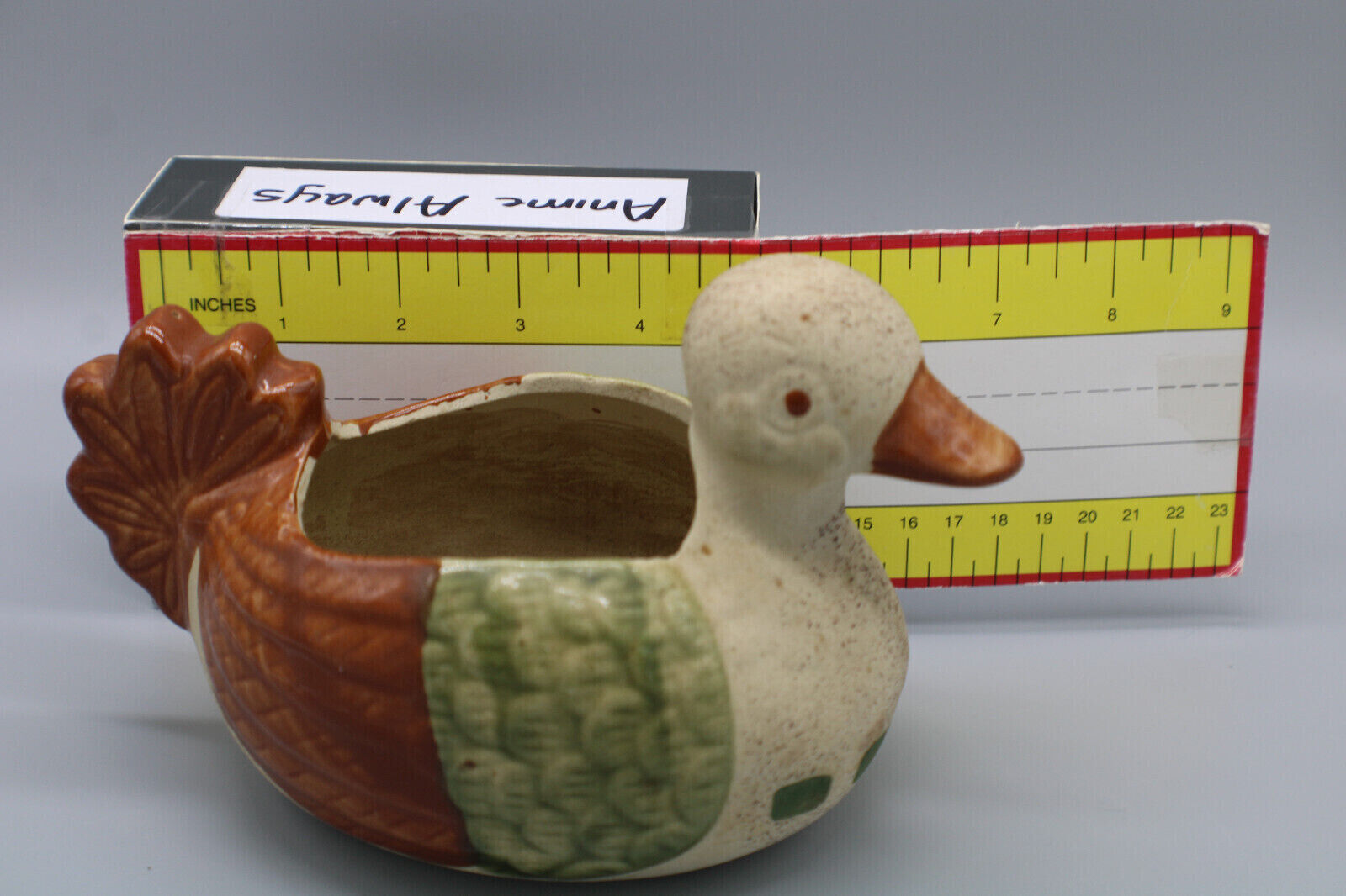 Vintage Ceramic Pottery Duck Planter 4.5” Tall