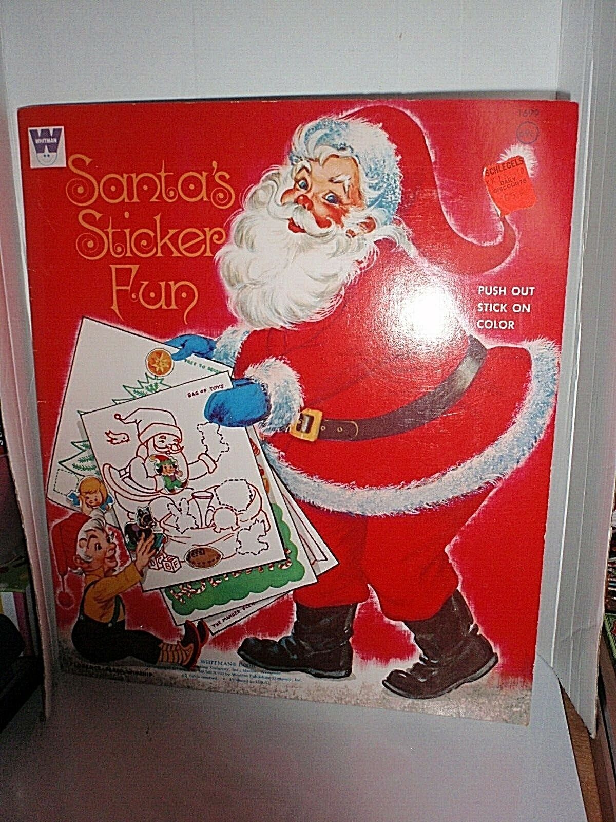 VTG 1967 WHITMAN SANTA\'S STICKER FUN CHILDRENS CHRISTMAS ACTIVITY BOOK UNUSED