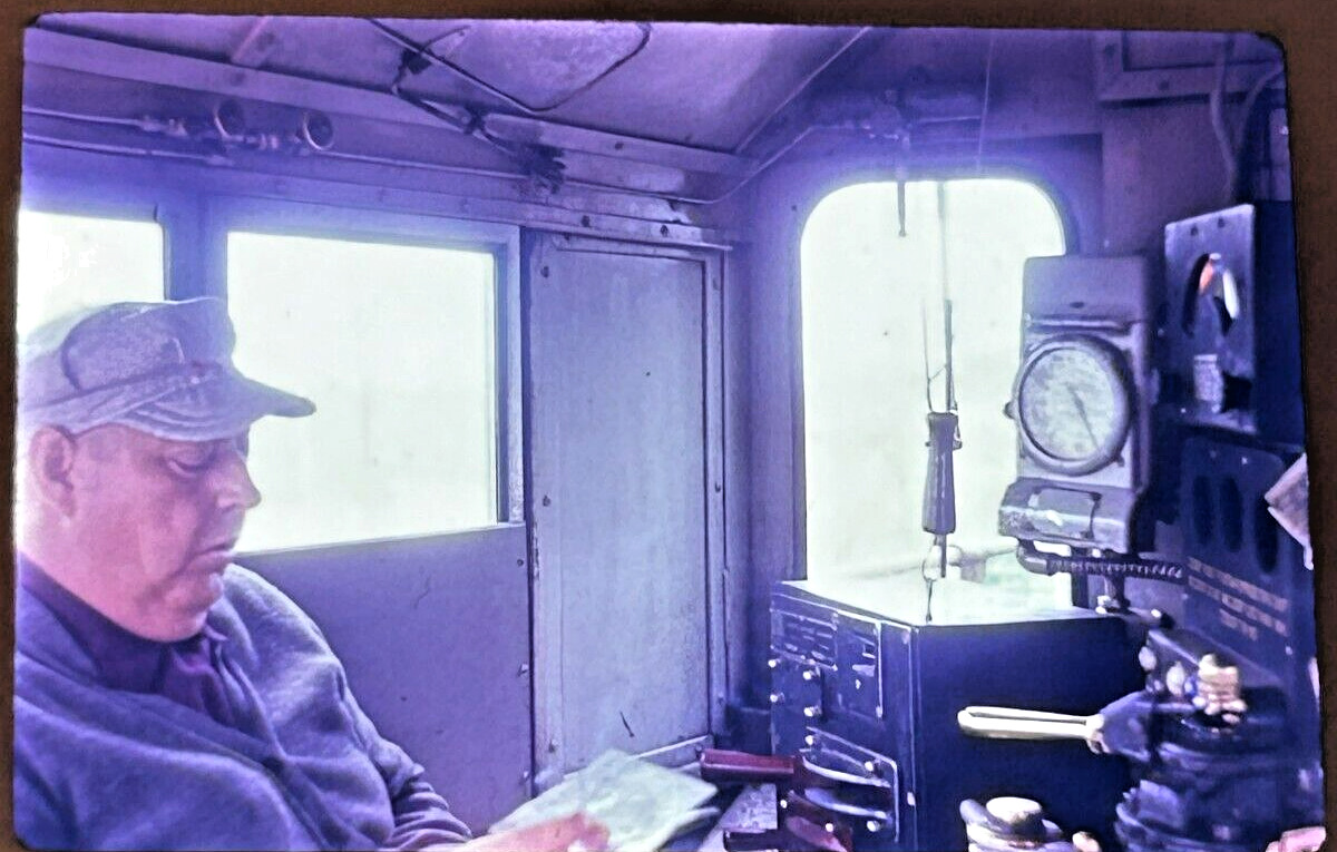 Vintage 35mm Slide Train Railroad Conductor c.1969