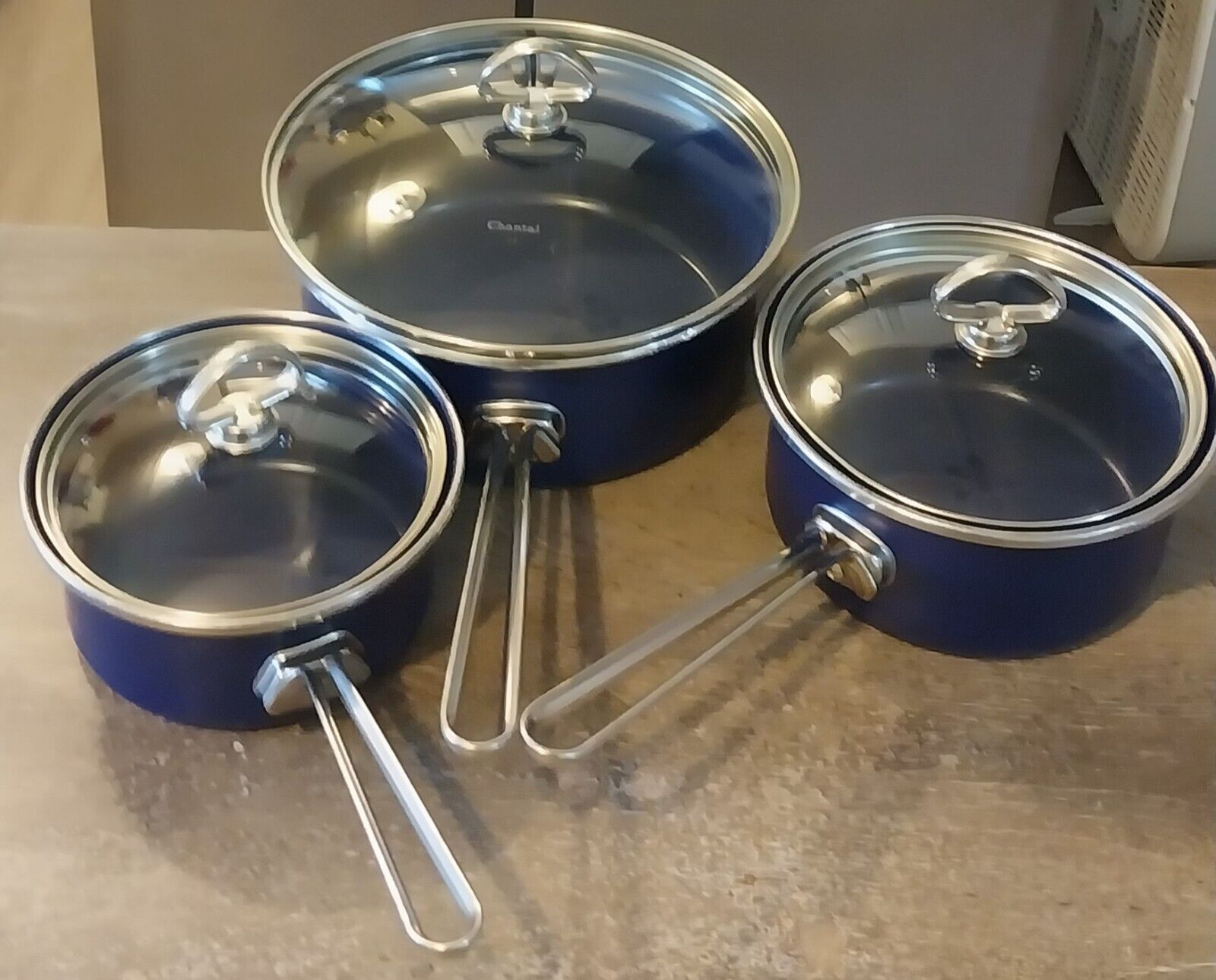 Vintage Chantal Cobalt Blue Enameled Cookware Set - 6-Piece with Lids