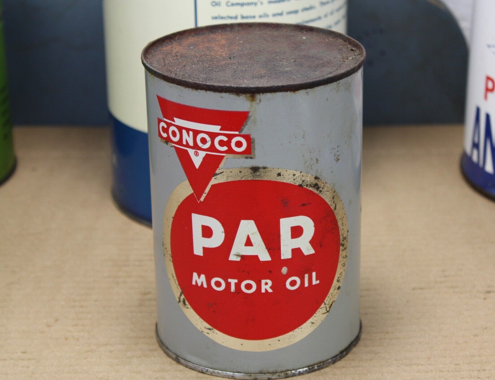 NOS FULL ~ Original 1950s era CONOCO PAR MOTOR OIL Old 1 qt. All Metal Can ~NICE