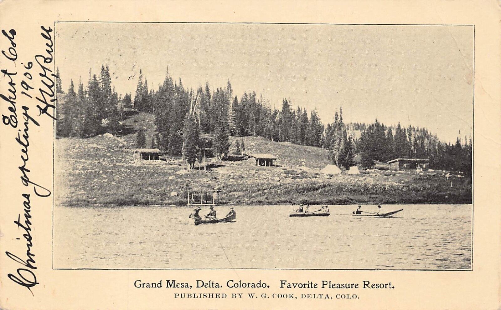 Delta CO Colorado Grand Mesa Resort Cottages Cabins Boating Vtg Postcard C41