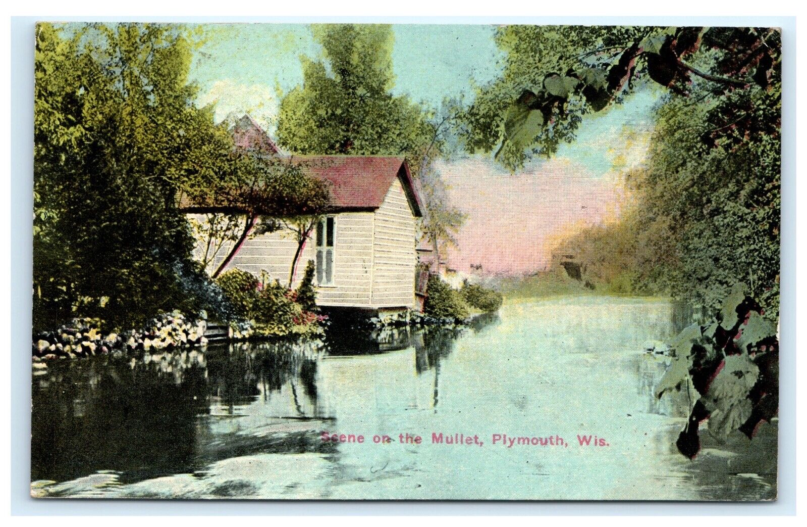 Scene on the Mullet Plymouth WI Wisconsin 1933 Postcard G11