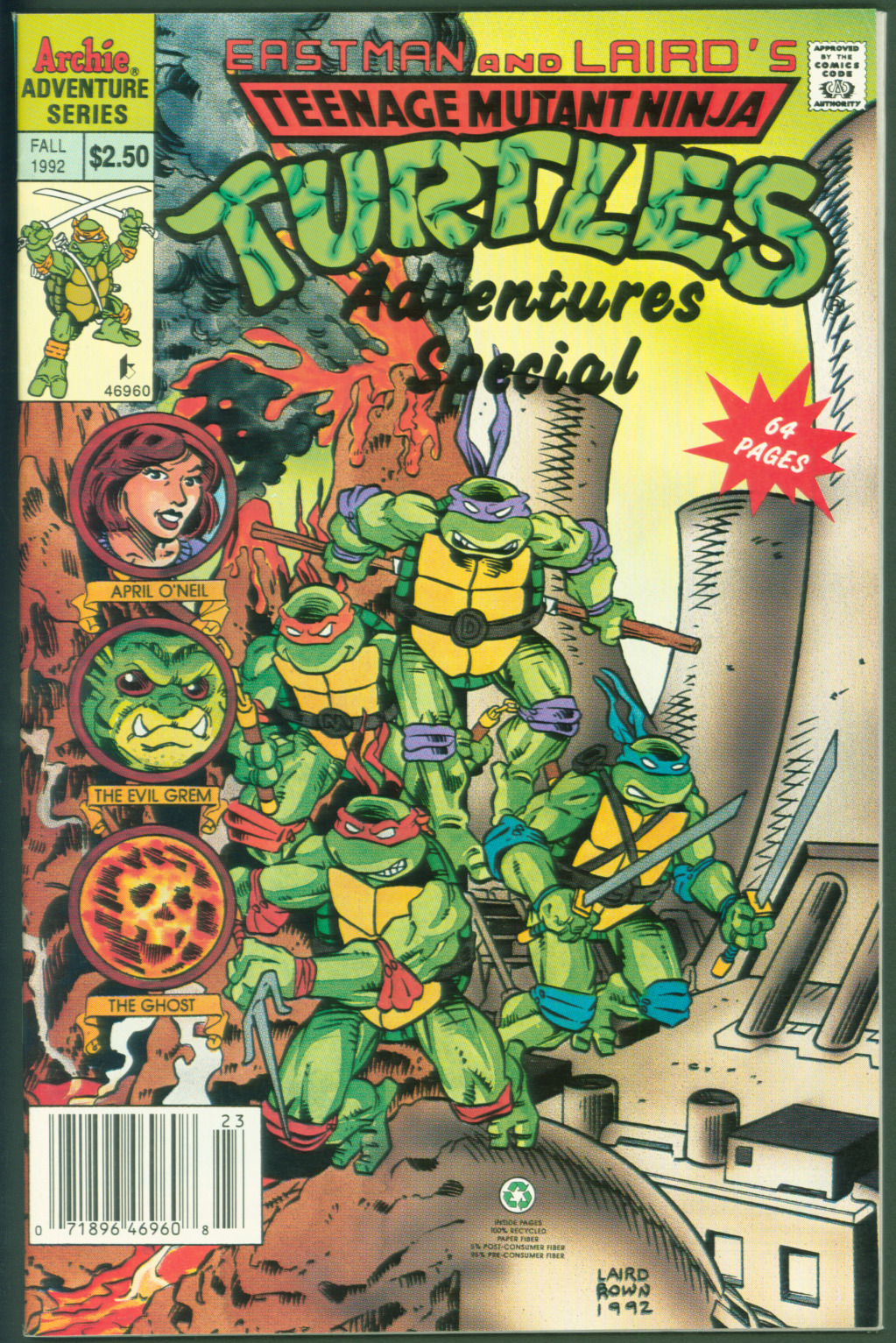 VTG Teenage Mutant Ninja Turtles TMNT Fall 1992 Special VF/NM Newsstand Edition