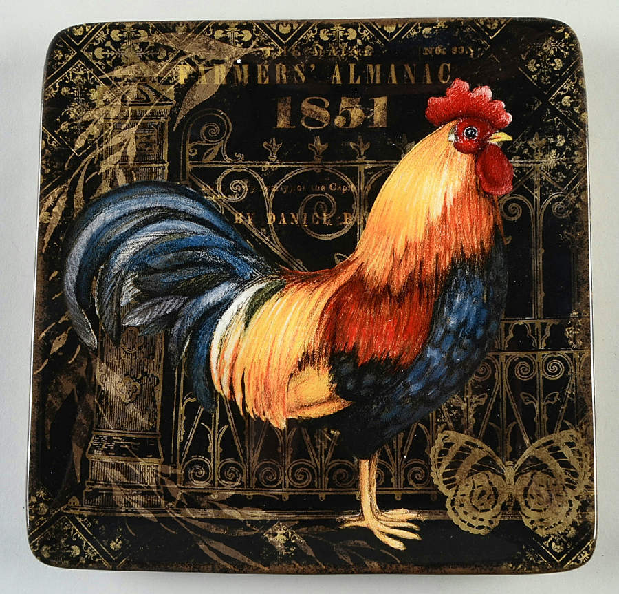 Certified International Gilded Rooster Square Dinner Plate 11441229