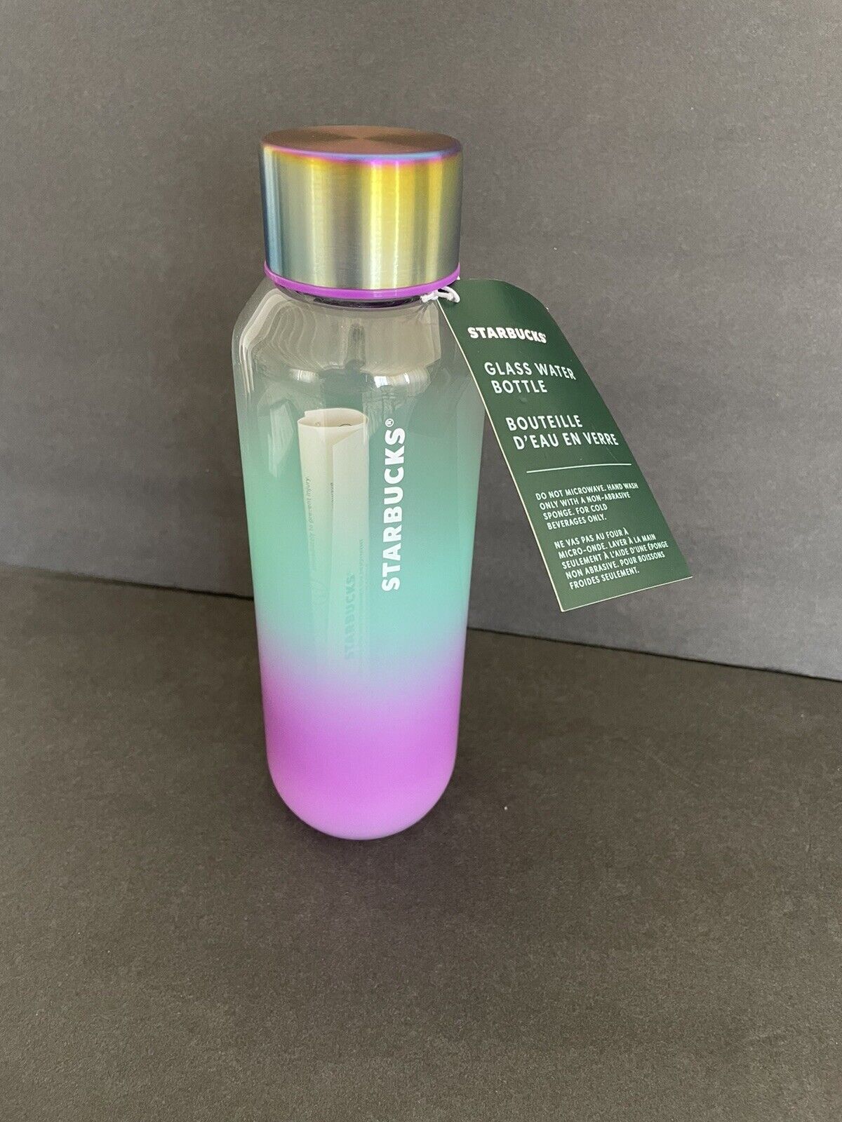 Starbucks 2021 Summer Ombre Purple & Teal 20 Oz. Glass Water Bottle