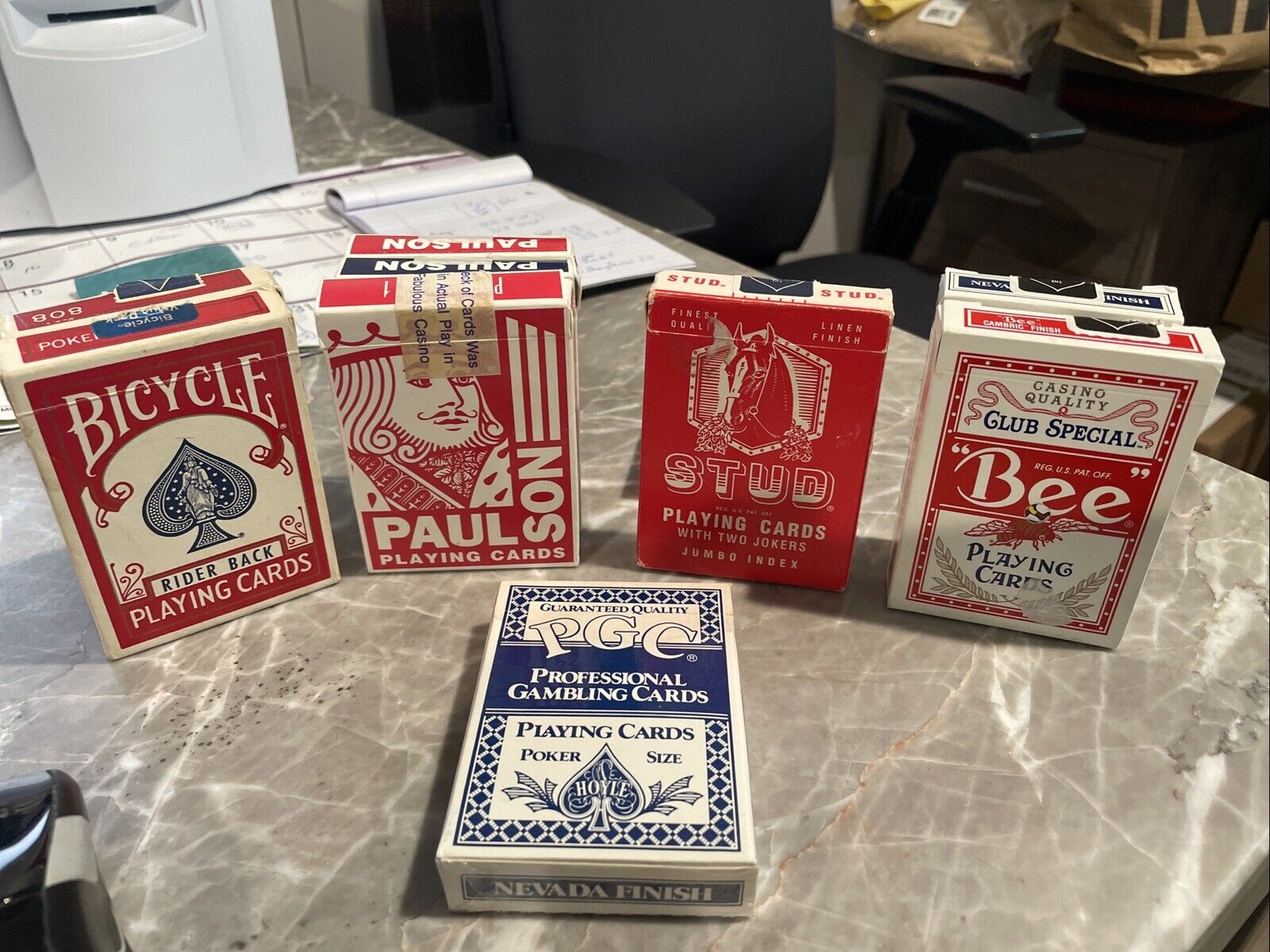 Bulk Lot of 10 Pack of Playing Cards VINTAGE GOOD COND Bee, Paulson, Hoyle, STUD