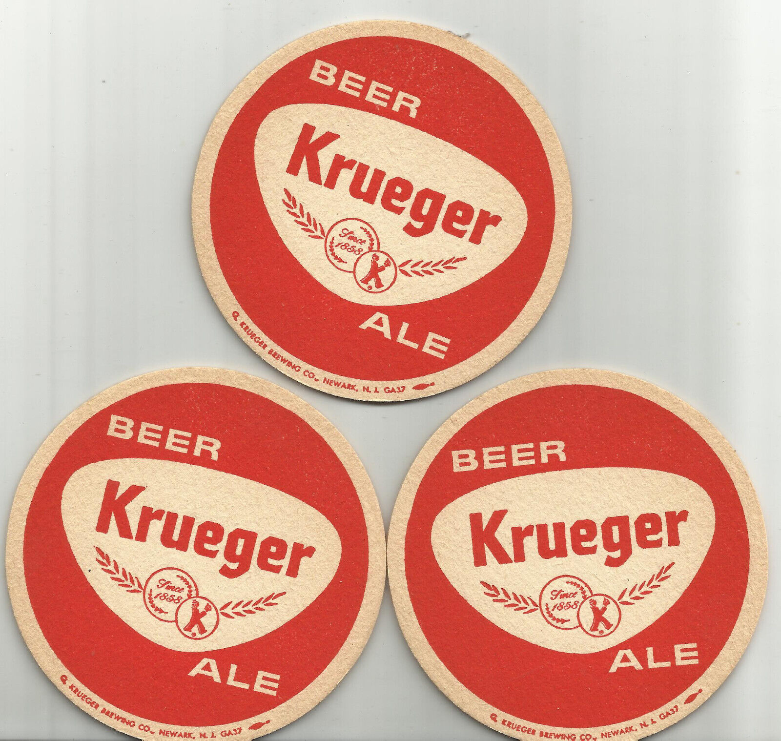 lot of3 1950\'s  Coaster Krueger Beer & Ale \