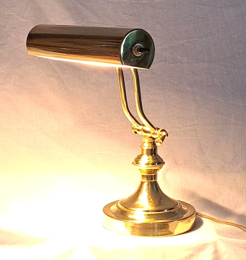 Vintage Brass Bankers Desk Piano Lamp Adjustable Portable Felt Bottom Art Deco