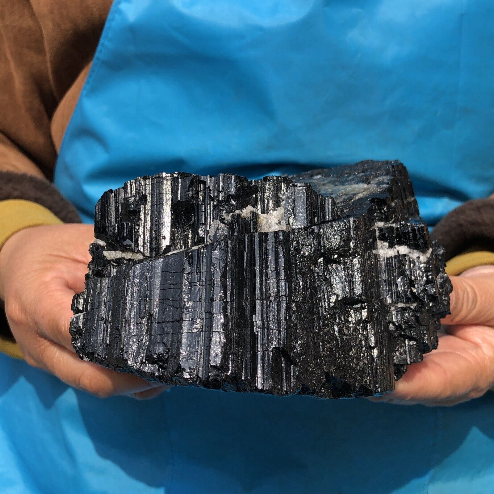 4.59LB  Large Natural Black Tourmaline Crystal Gemstone Rough Mineral Specimen