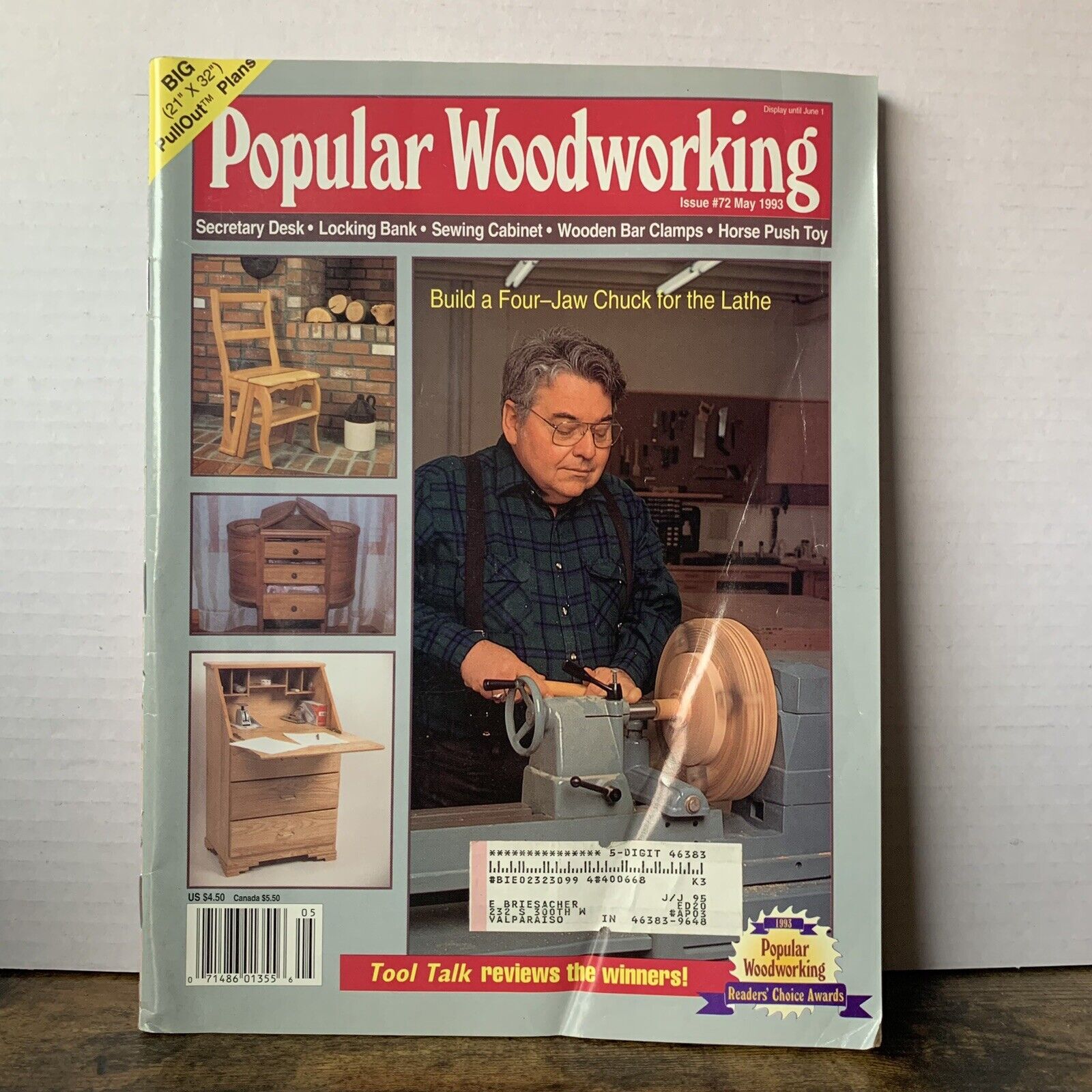 Vintage Popular Woodworking Magazine May 1993 Build A Four-Jaw Chuck For Lathe