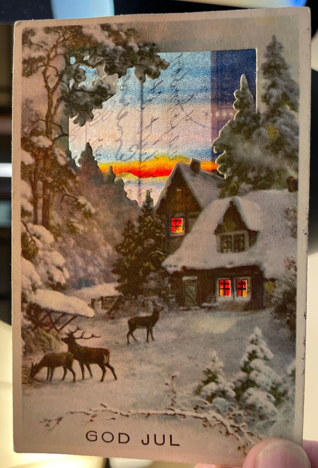 God Jul Christmas printed hold-to-light 1937 Sverige Sweden 1937(?)