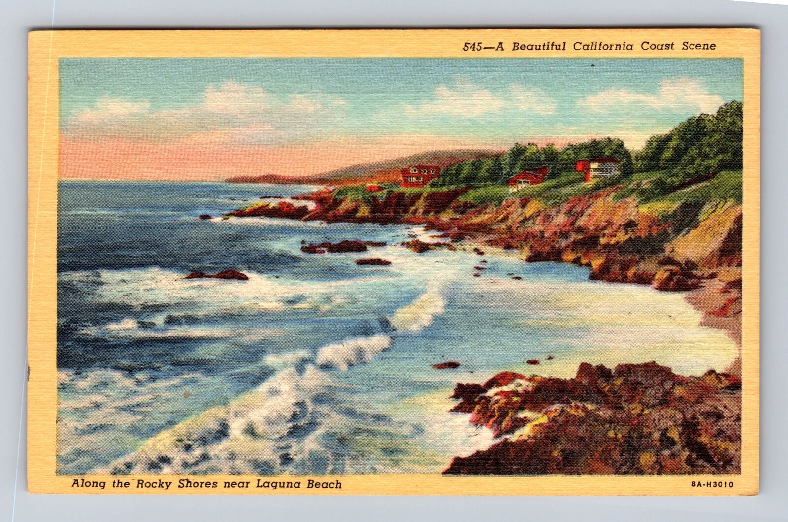 CA- California, Coast, Along Rocky Shores, Laguna Beach, Vintage c1951 Postcard