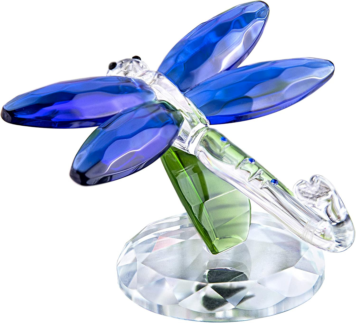 Crystal Glass Animals Figurine, Blue Standing Dragonfly,Gift Boxed