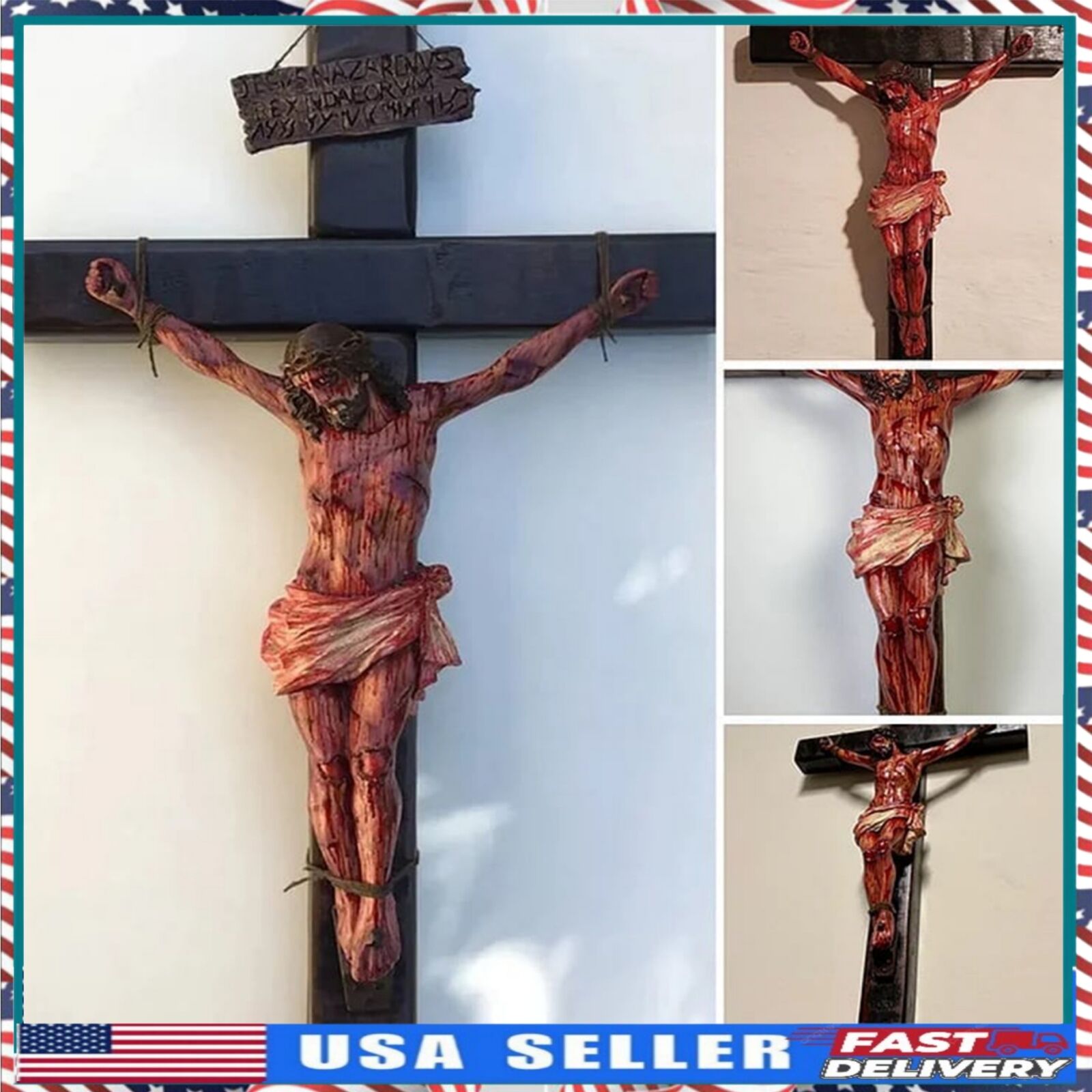 Realistic Crucifix Christ Wound For Meditation, Wall Cross, Domestic Altar Art