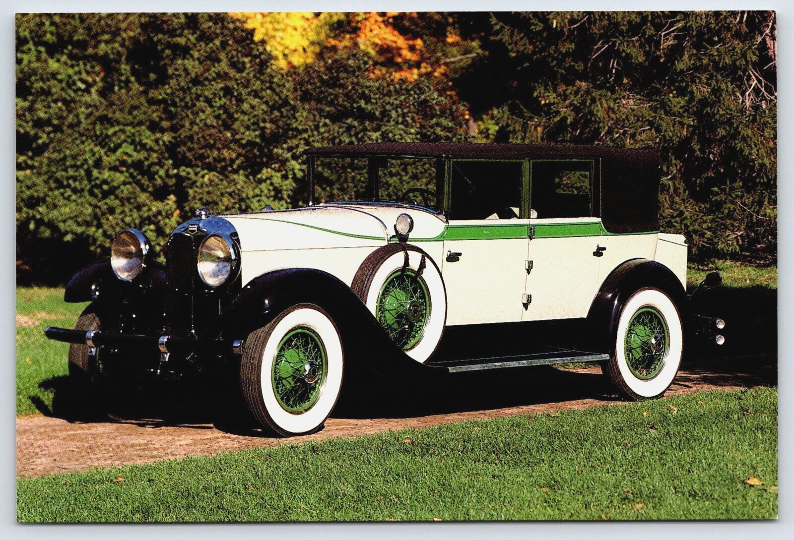 Original Old Vintage Outdoor Postcard 1930 Auburn Phaeton Sedan Car Ford Museum