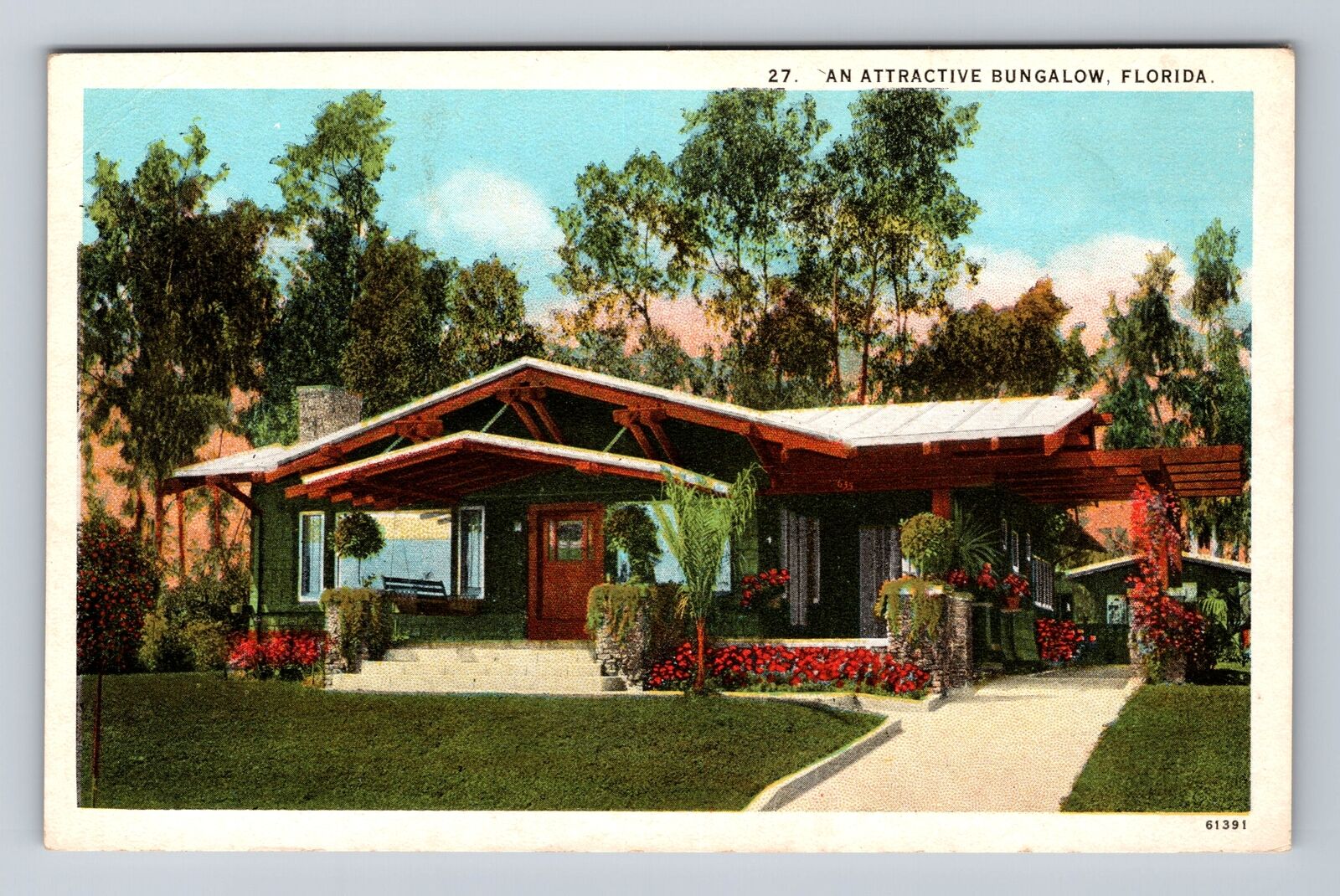 FL-Florida, Scenic View An Attractive Bungalow, Antique Vintage Postcard