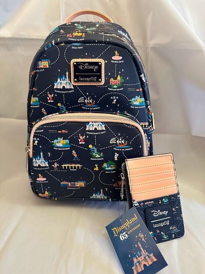 Disneyland 65th convertible mini backpack with matching card wallet BN w/tags