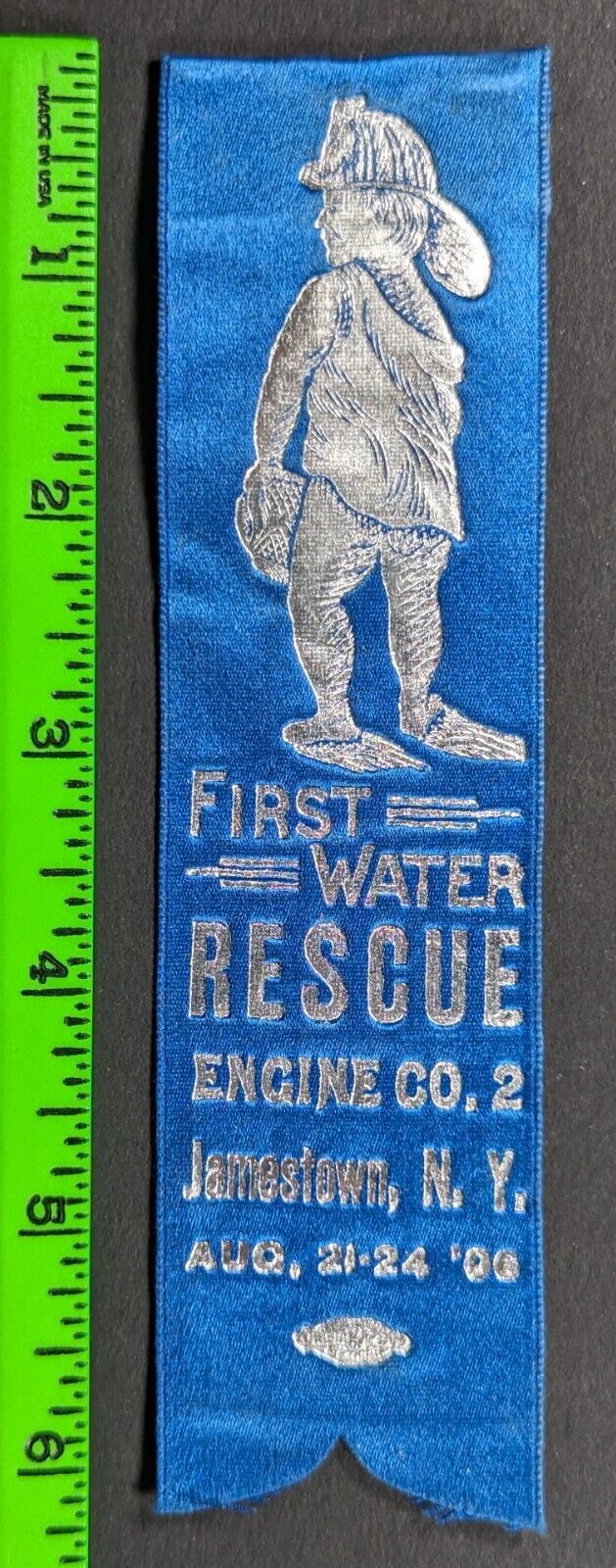 Antique 1906 Fire Water Rescue Engine Co Jamestown New York Ribbon