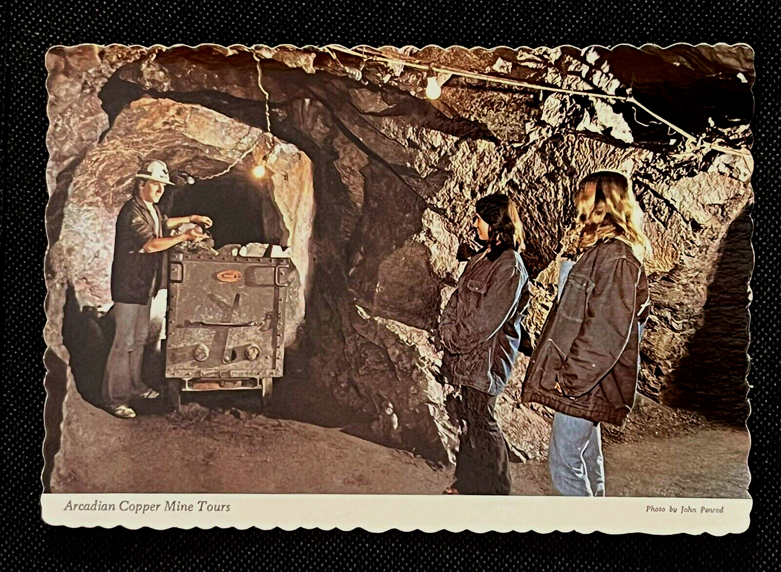 Postcard Arcadian Copper Mine Tours Ripley Michigan Minecart Miner People   A3