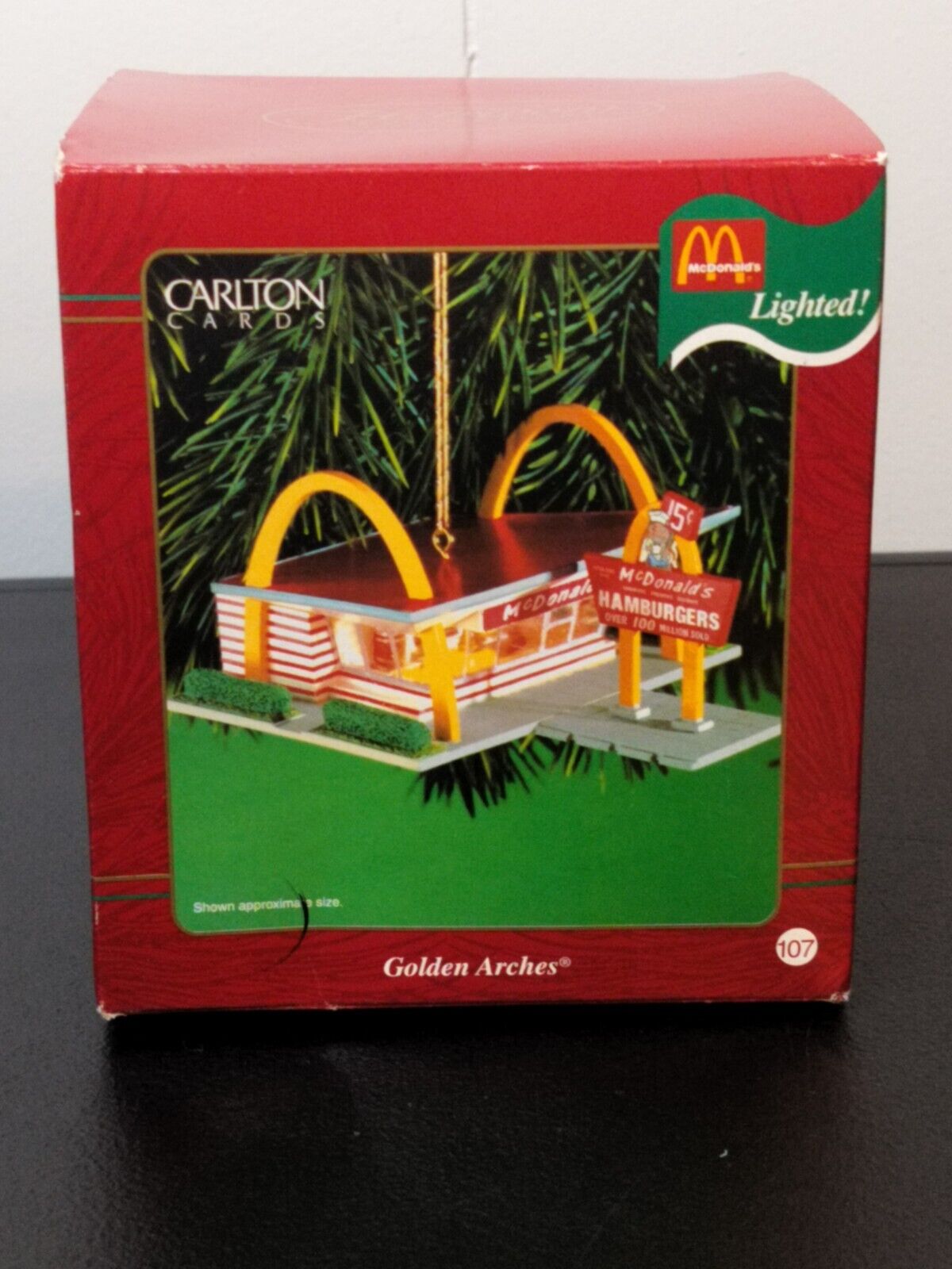 Vintage Carlton Cards McDonald's Golden Arches Lighted Christmas Ornament NEW