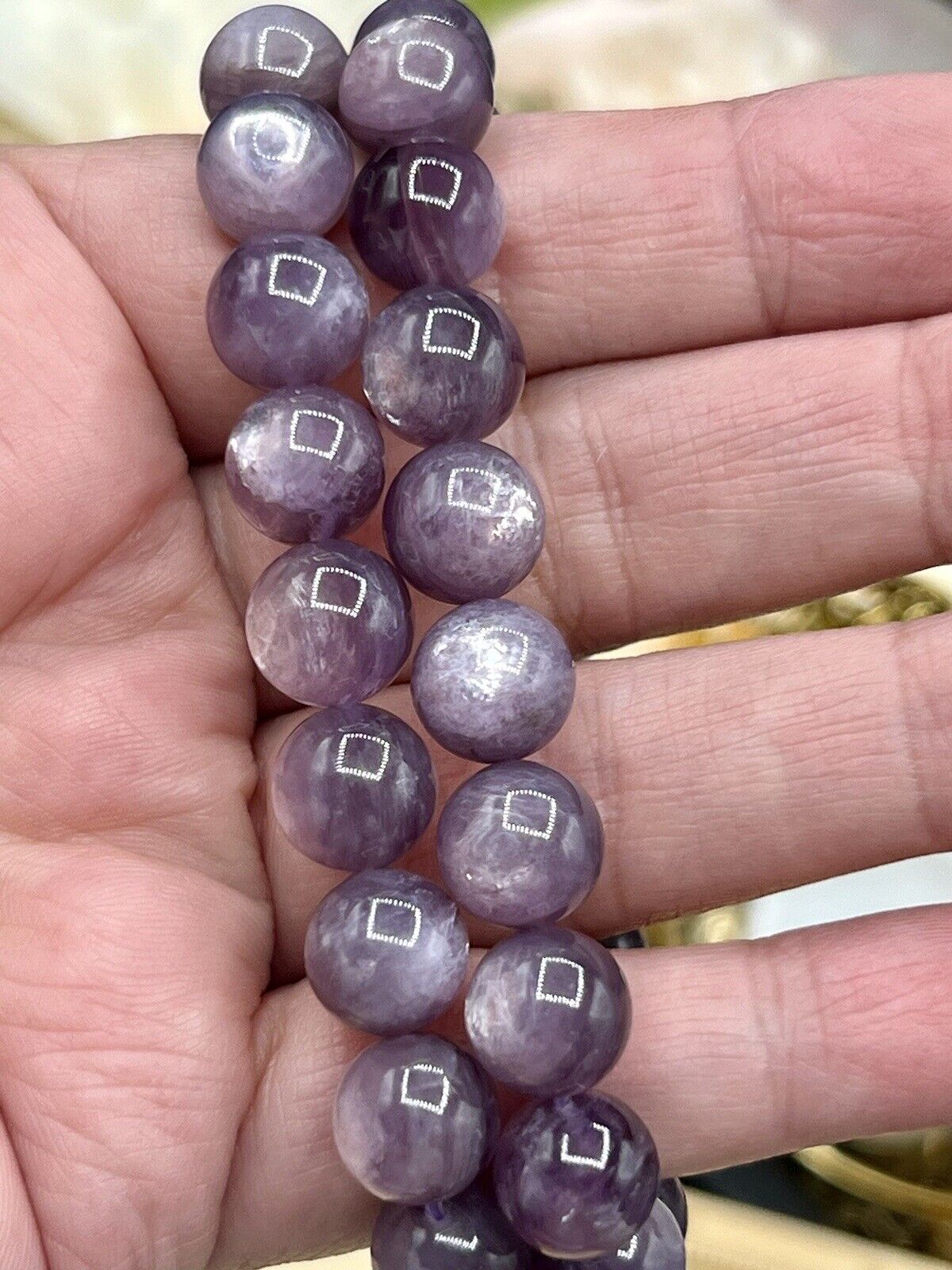 Natural HQ Gem Lepidolite Purple mica 10mm stretchy bracelets   & Gift