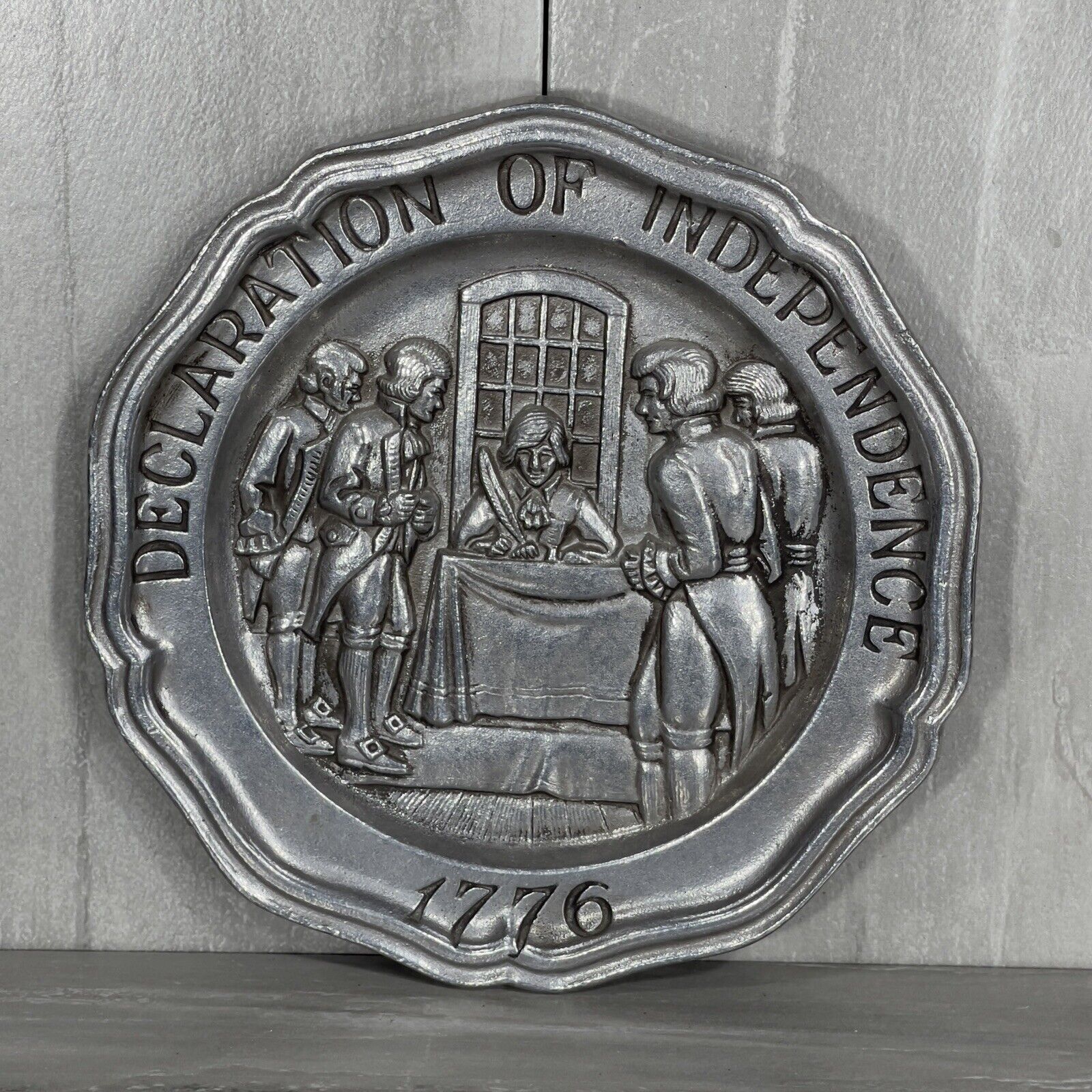Vintage Declaration Of Independence 1776 Commemorative Plate Pewter 1973 Sexton