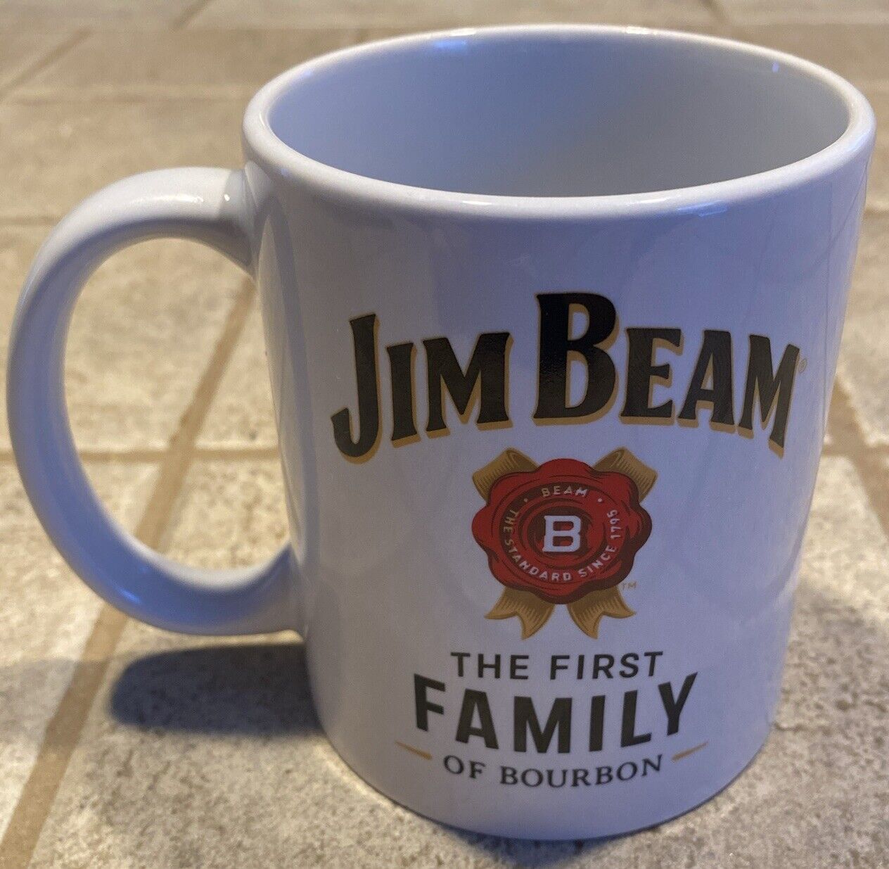 Jim Beam Coffee Mug ‘THE FIRST FAMILY OF BOURBON’ Two Sided Graphics White