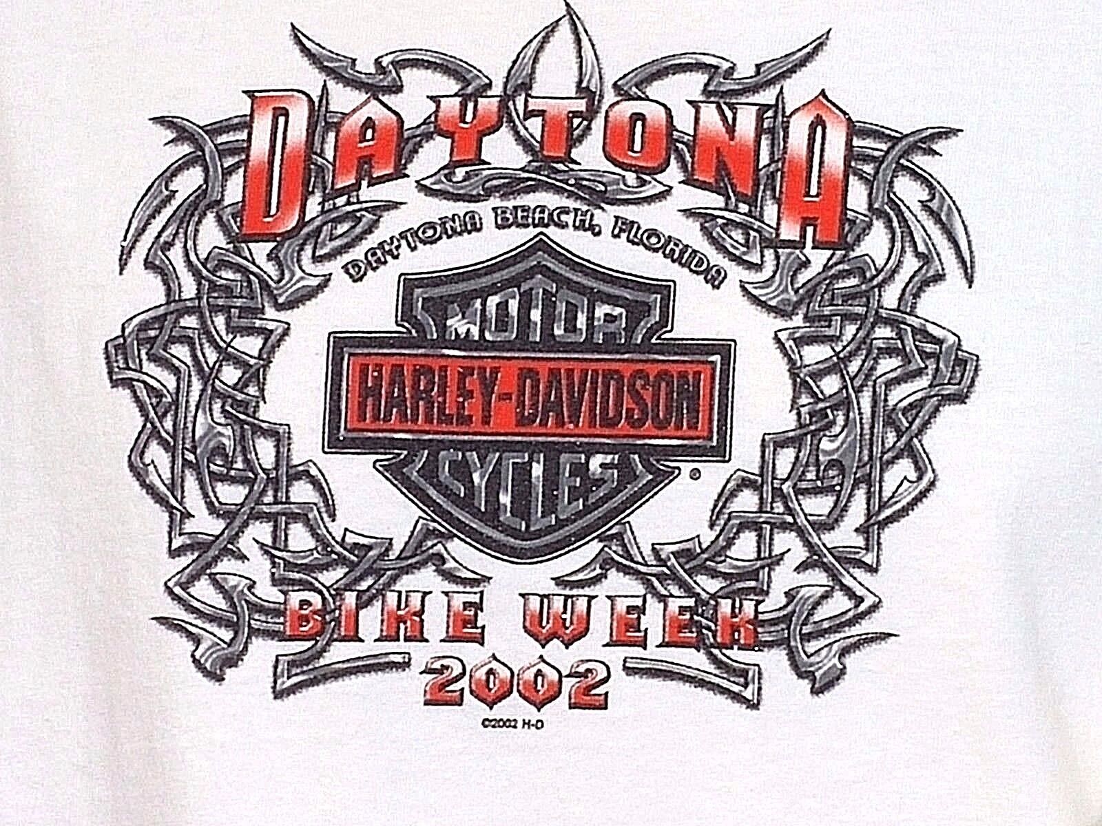 Harley Davidson Biker Chick White T-Shirt DAYTONA BIKE WEEK 2002  Wmn Sz M