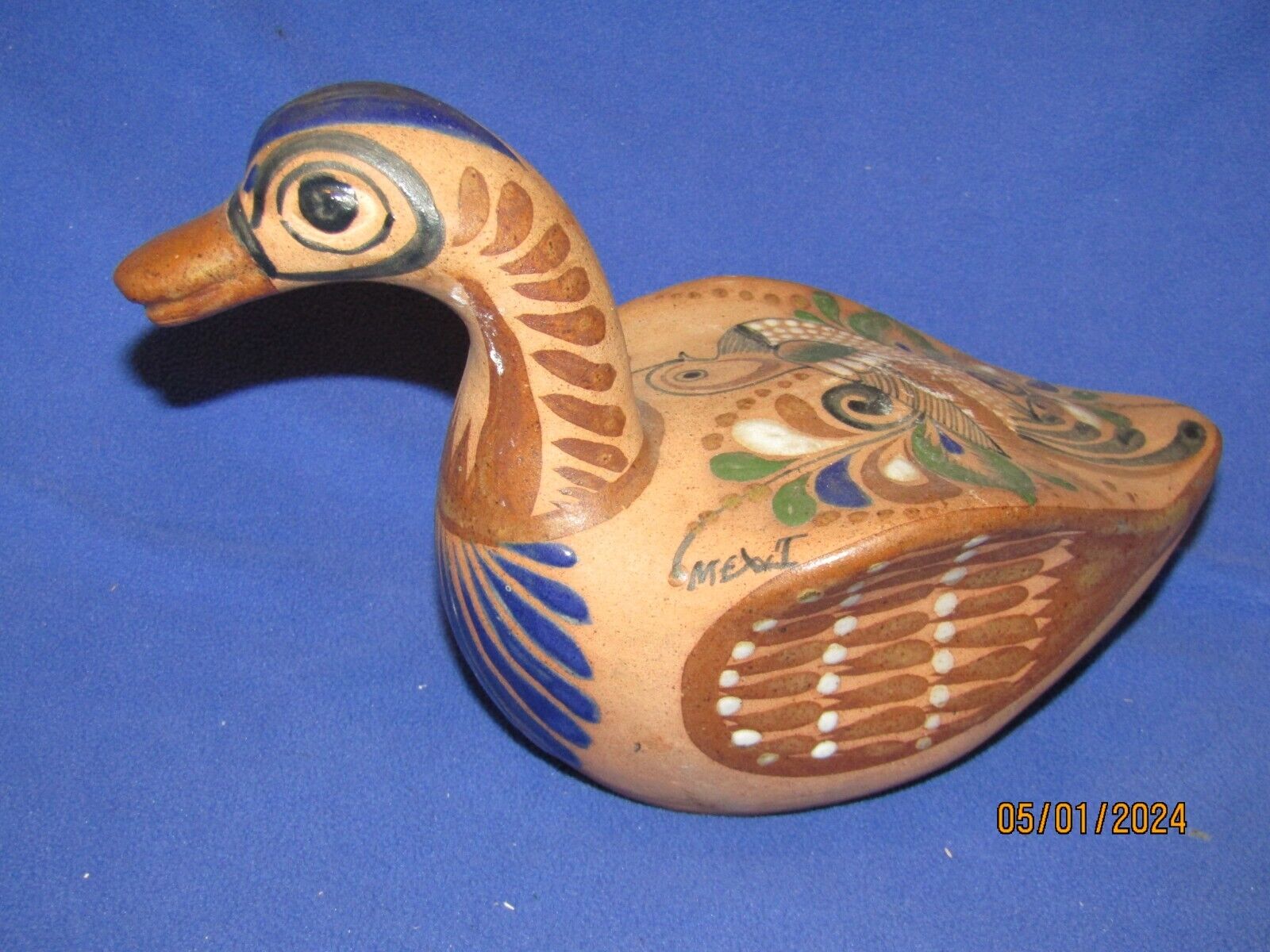 Vintage Mexican Pottery Duck Folk Art 10\