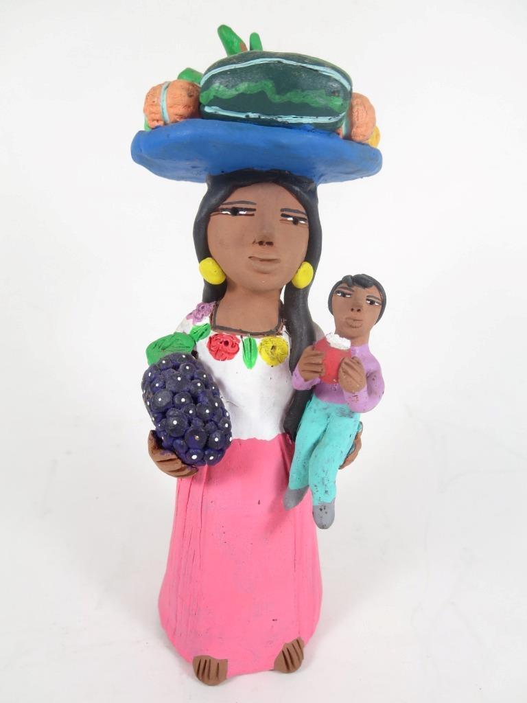 Early Signed Josefina Aguilar Mexican Folk Art Pottery Street Vendor (#900-579)