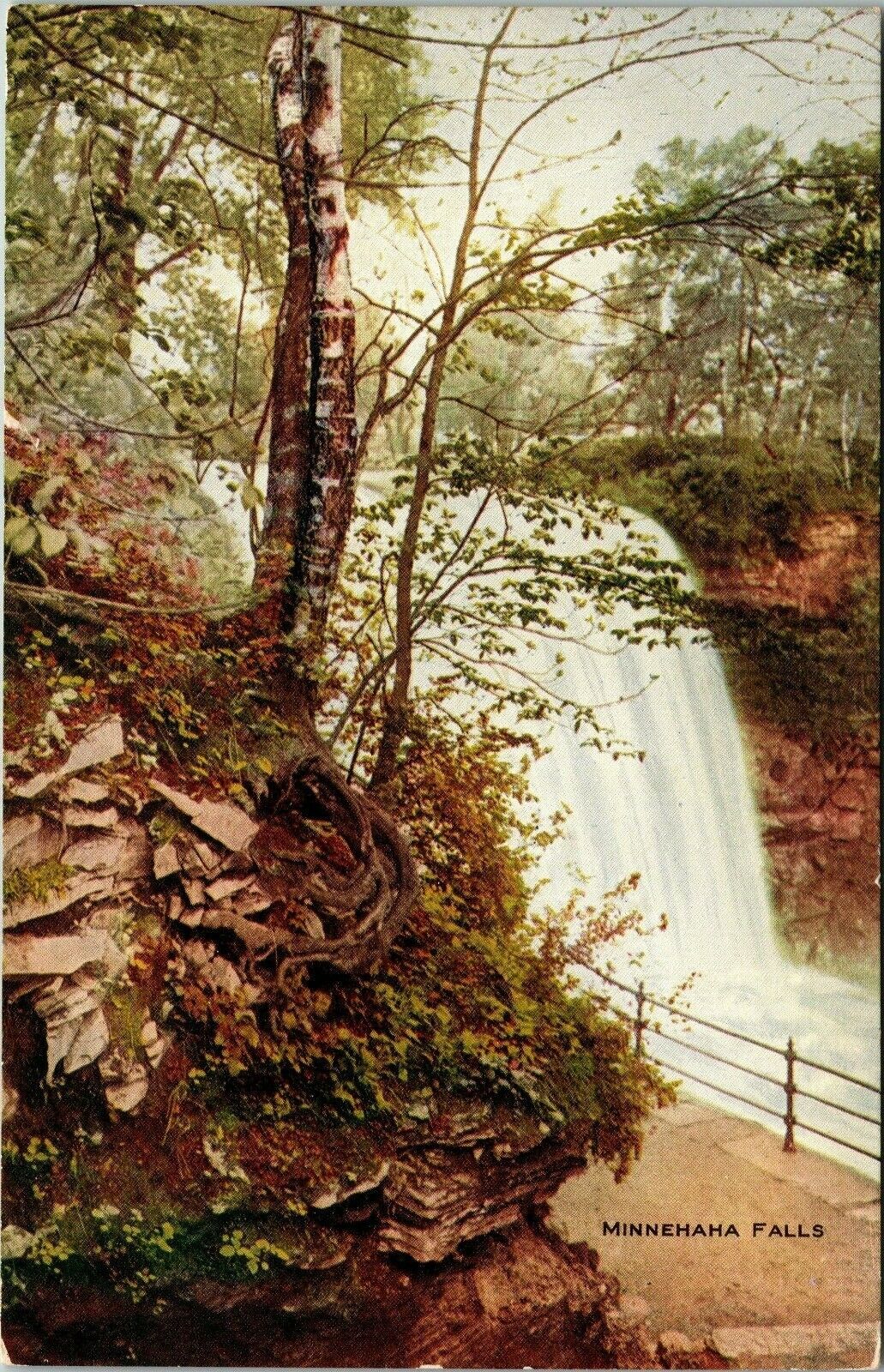 Minnehaha Falls Minnesota Minn 53\' Waterfall 1913 Vintage Postcard 