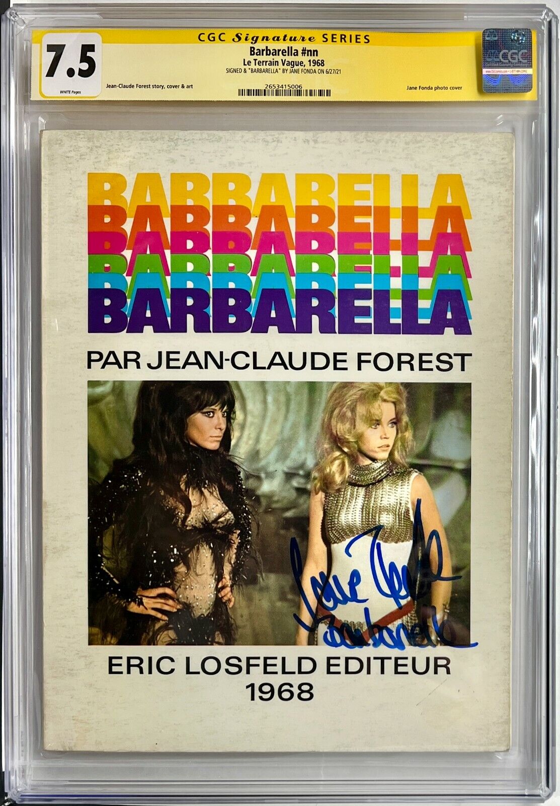 Barbarella Special Magazine CGC Signature Series Graded 7.5 Signed by Jane Fonda