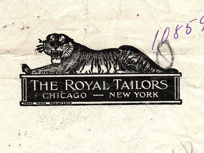 1937 THE ROYAL TAILORS CHICAGO NEW YORK PANTS ORDER BILLHEAD INVOICE Z2727