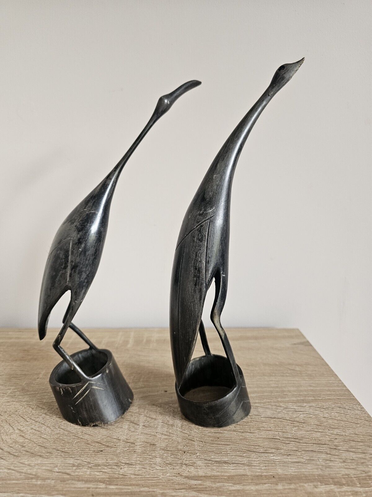 Vintage Folk Art Natural Horn Hand Carved Bird Art Sculpture