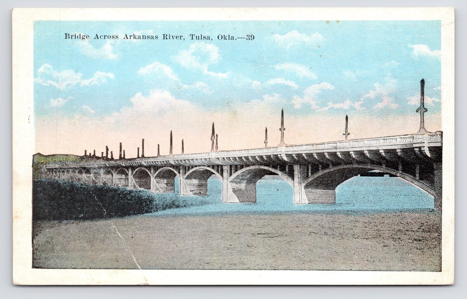 c1920s Bridge Arkansas River Panorama Antique Tulsa Oklahoma OK Postcard