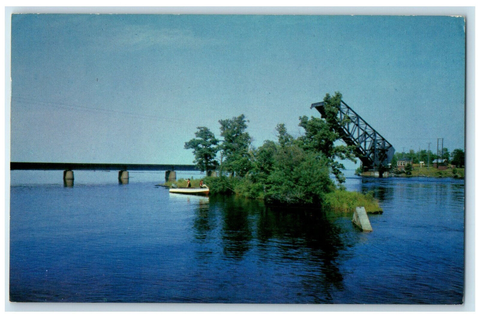 1969 The Lift Bridge on the Rail Causeway Fort Frances Ontario Canada Postcard
