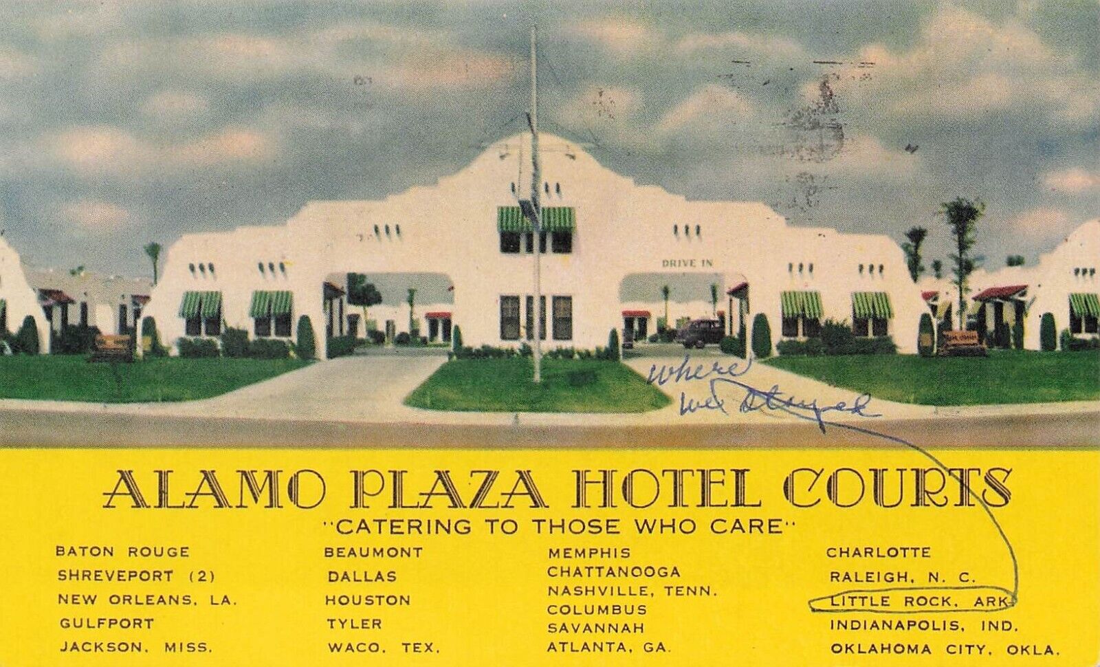 Alamo Plaza Hotel Courts Little Rock Arkansas PM 1958