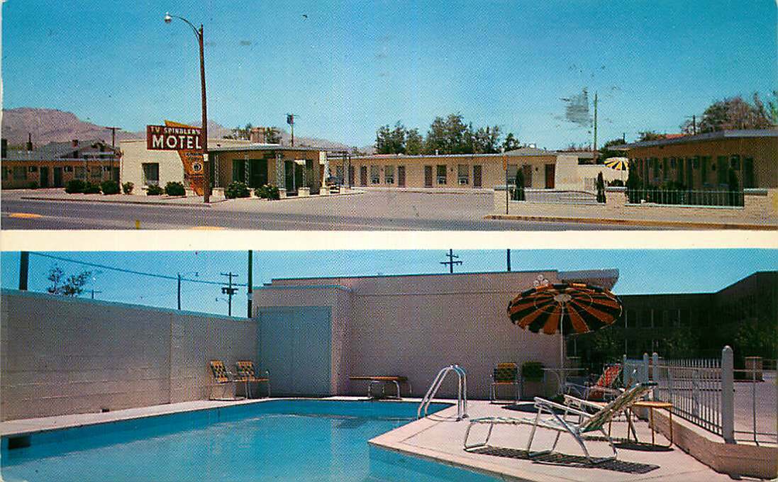 Roadside Postcard Spindler\'s Motel, El Paso, Texas - used in 1959