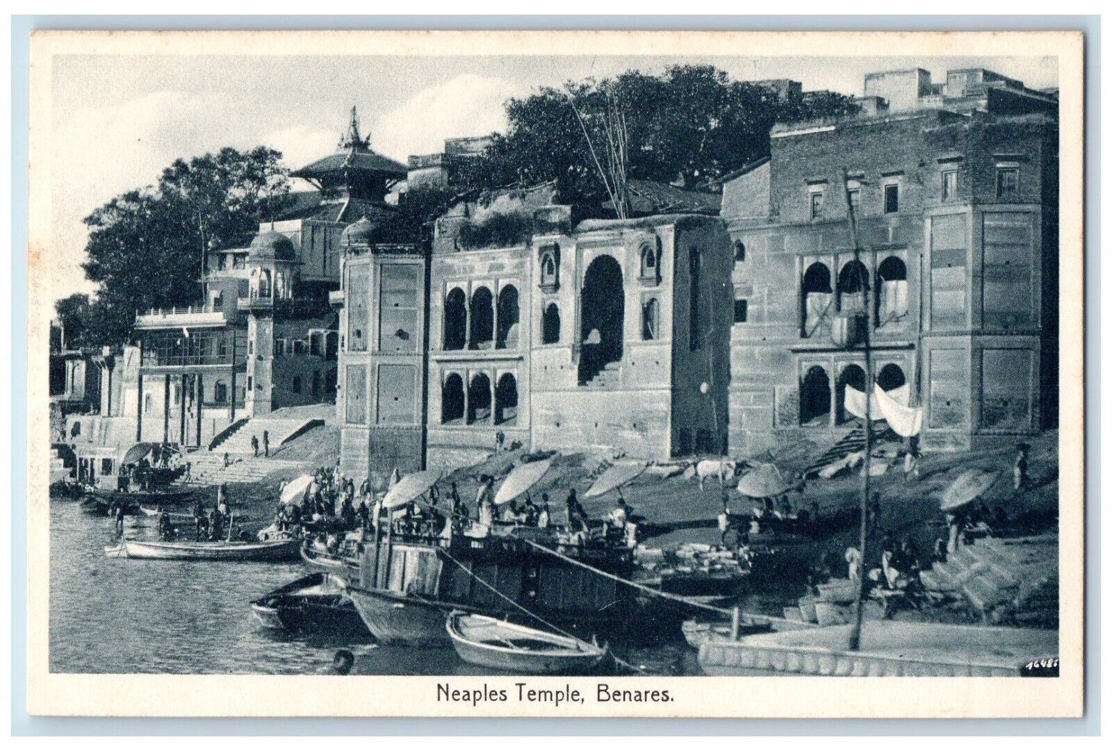 c1910\'s View Of Neaples Temple Building Boat Benares India Antique Postcard