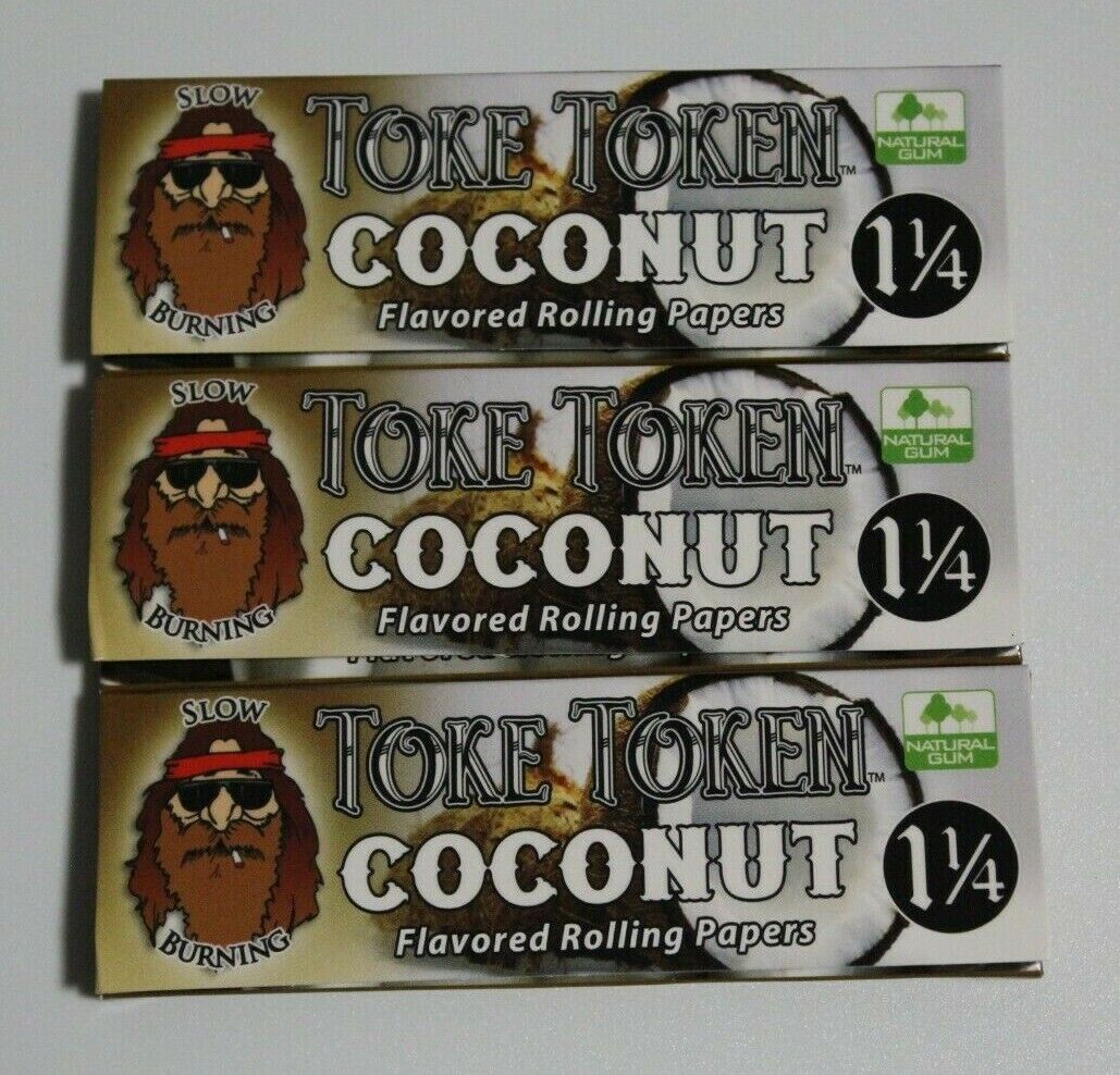 3X TOKE TOKEN COCONUT 1 1/4 SIZE ROLLING PAPERS