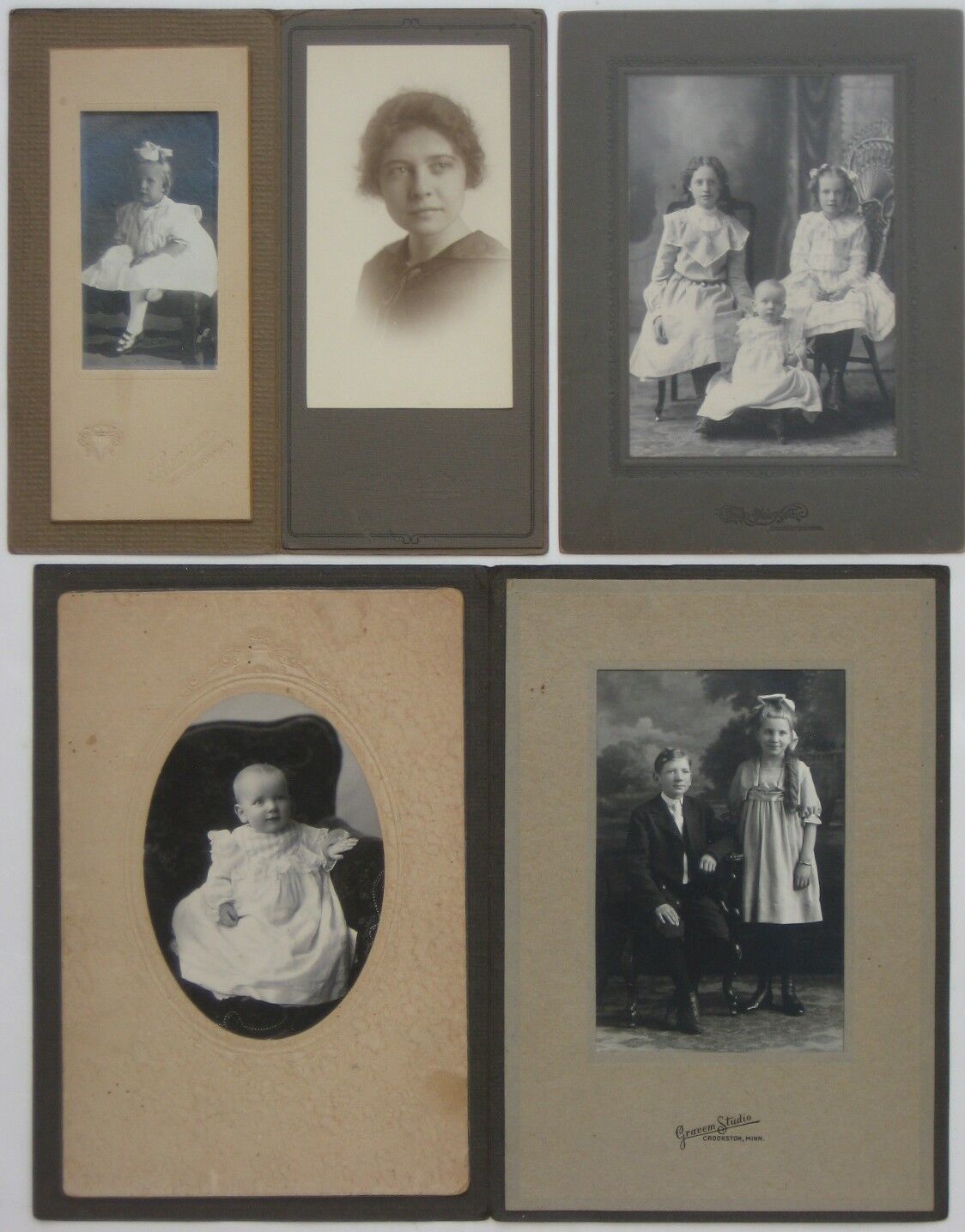 Original Crookston MINNESOTA Portrait Studios Victorian-Era Photographs Children