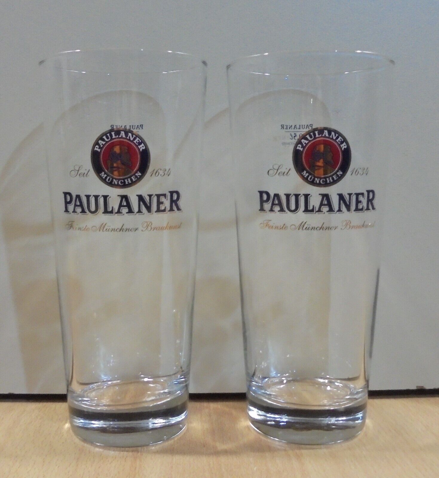 PAULANER BEER ADVERTISIGN SET OF TWO GLASSES 500ML
