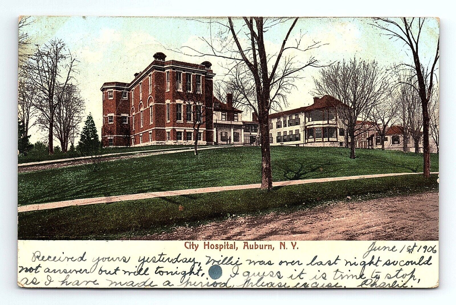 City Hospital Auburn New York Vintage Postcard