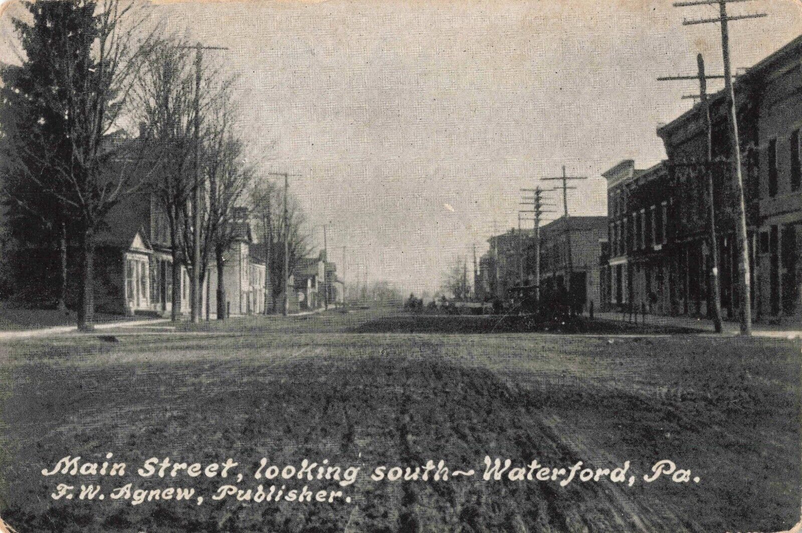 Main Street Looking South Waterford Pennsylvania PA c1910 Postcard