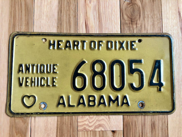 Older Style Alabama Antique Vehicle License Plate