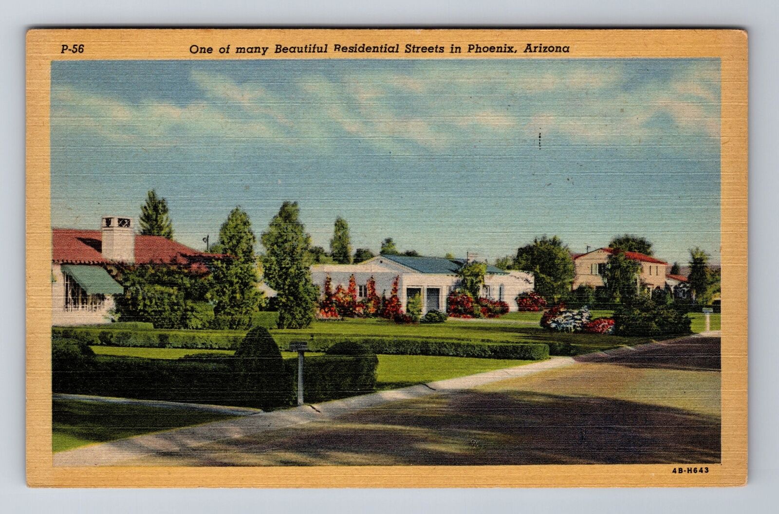 Phoenix AZ-Arizona, Beautiful Residential Street, Antique Vintage c1947 Postcard