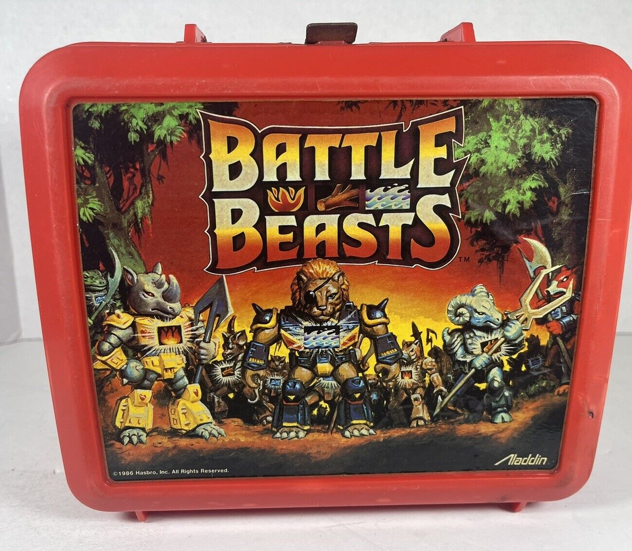 Vintage 1980s Aladdin Battle Beasts Plastic Lunch Box No Thermos 1986 Hasbro Inc